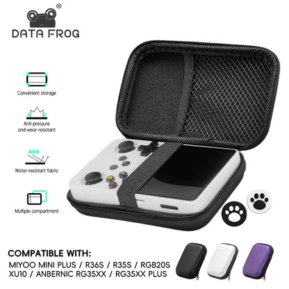 Data Frog for R36S Case Retro Video Game Bags EVA Cover Case for RG35XX R35S Miyoo Mini Plus Founded Protective Bag - DropZzzone